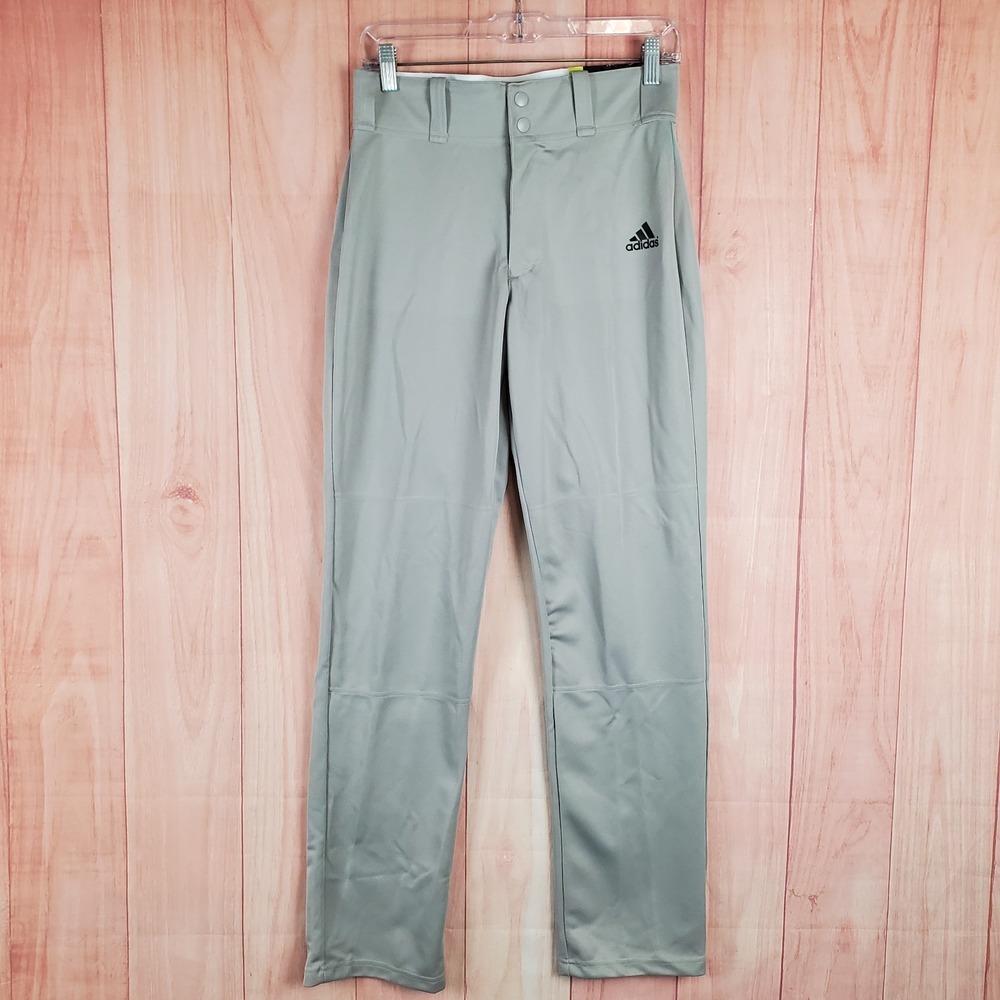 Adidas Triple Stripe Baseball Pants Small Gray Slim Cleat Cut Pockets